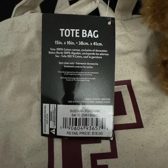 Fordham University Gift Set with Tote, Notebook, and Plush Dog NWT - Picture 6 of 7